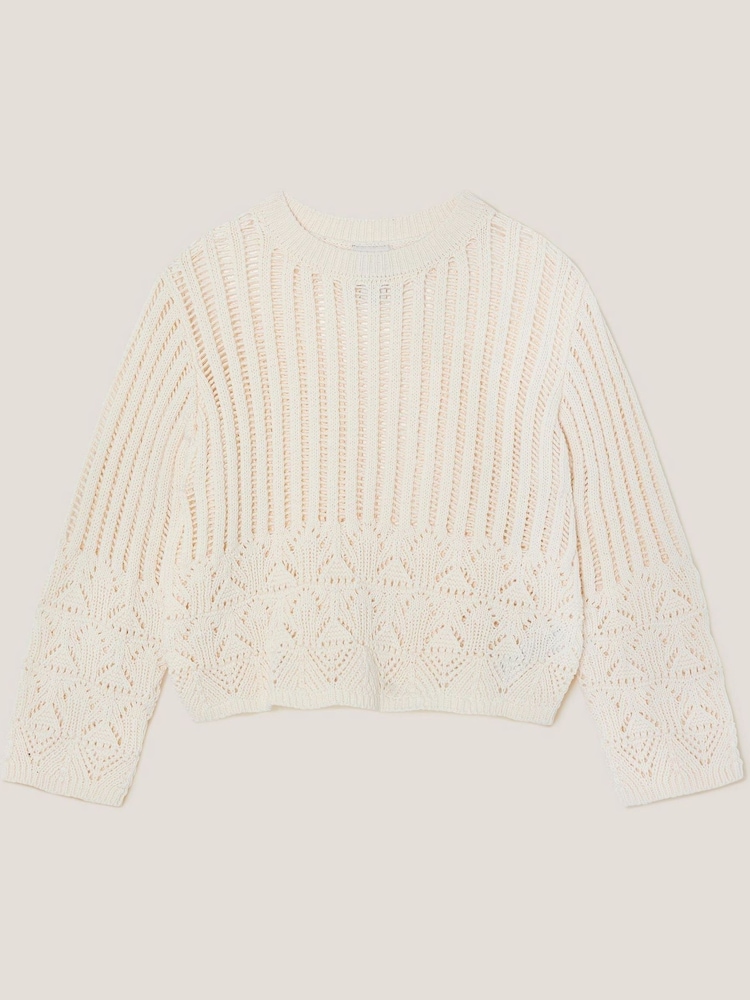 Monsoon Natural Cropped Knit 100% Cotton Jumper - Image 1 of 3