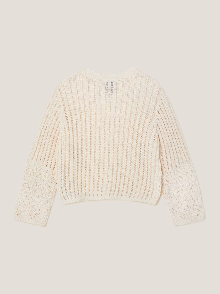 Monsoon Natural Cropped Knit 100% Cotton Jumper - Image 2 of 3