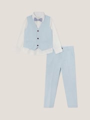 Monsoon Blue 4-Piece Suit Set with Bow Shirt - Image 1 of 3