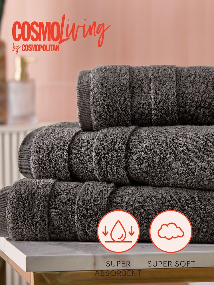 Cosmo Living 6 Pack Charcoal Supersoft Towel Bale - Image 6 of 6