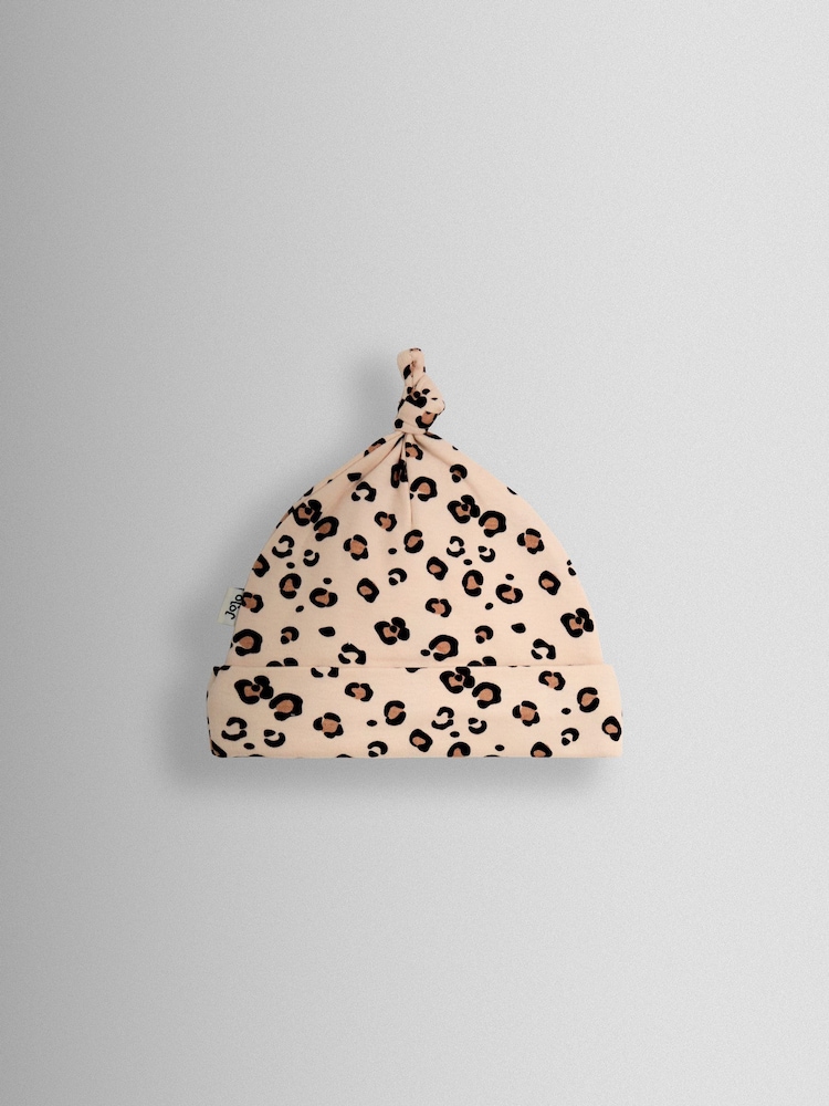 JoJo Maman Bébé Brown Baby Leopard Print Hat - Image 2 of 3