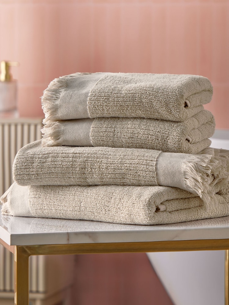 Cosmo Living 4 Pack Natural Textured Cotton Towel Bale - Image 1 of 6
