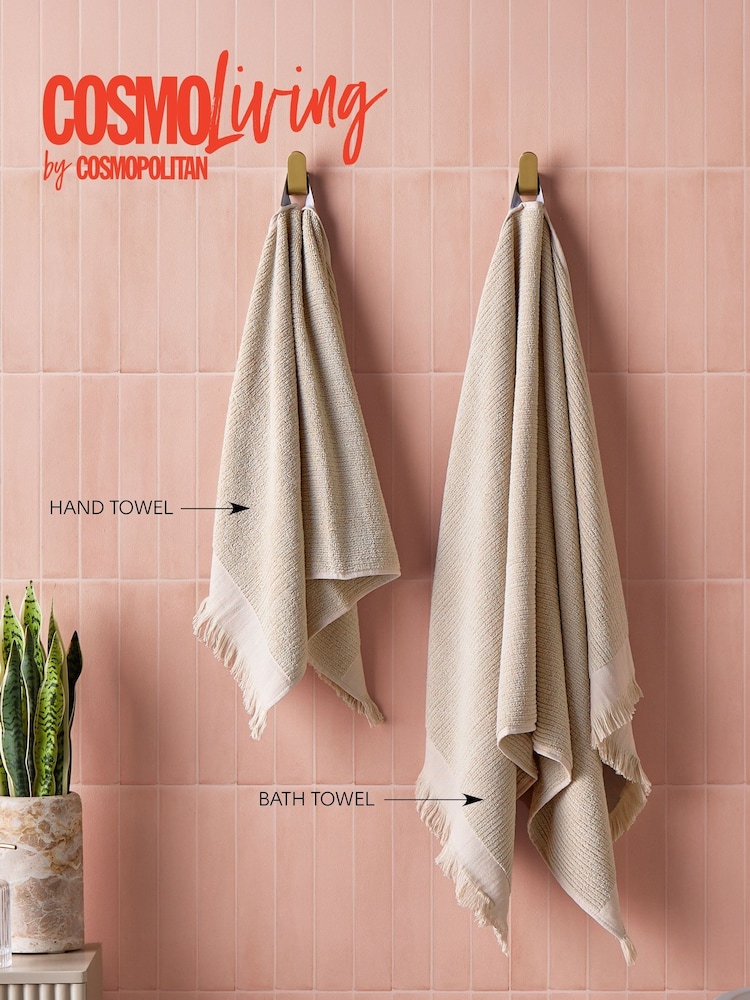 Cosmo Living 4 Pack Natural Textured Cotton Towel Bale - Image 2 of 6