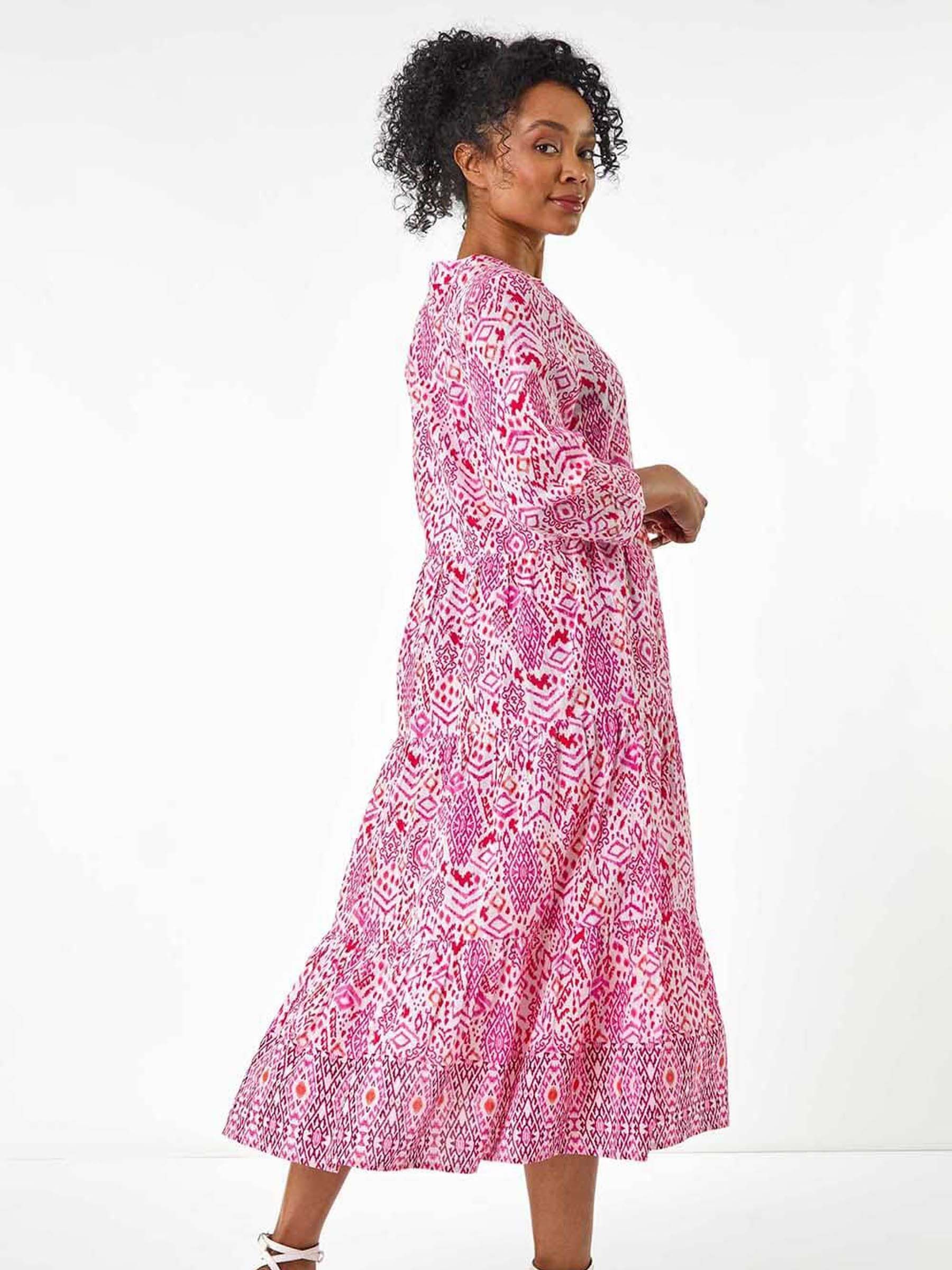 Buy Roman Pink Petite Tiered 100% Cotton Midi Dress from Next USA