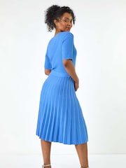 Roman Blue Petite Petite Wrap Knitted Dress - Image 3 of 5