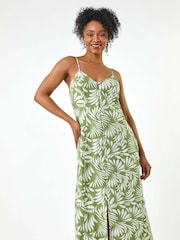 Roman Green Petite Printed Button Through Dress - Image 4 of 5