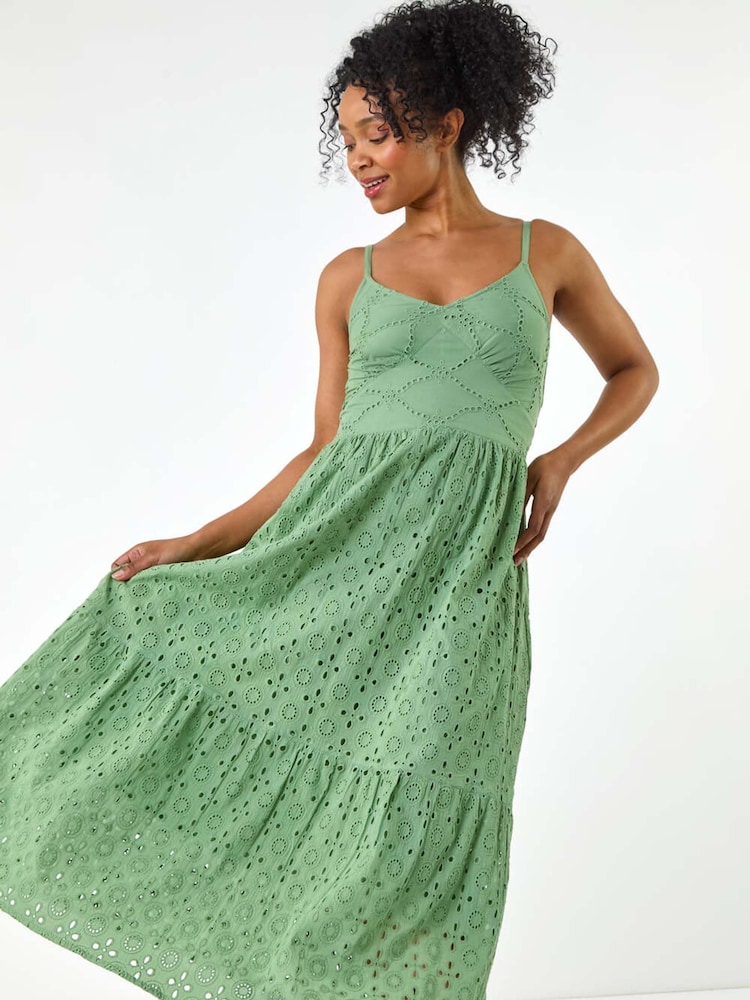 Roman Petite 100% Cotton Broderie Strappy Maxi Dress - Imagen 2 de 5 Roman Petite 100% Cotton Broderie Strappy Maxi Dress - Imagen 2 de 5