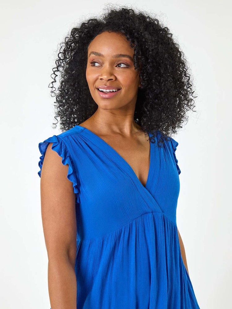 Blau - Roman kurzes Rüschenkleid in Petite-Größe - Bild 2 von 5