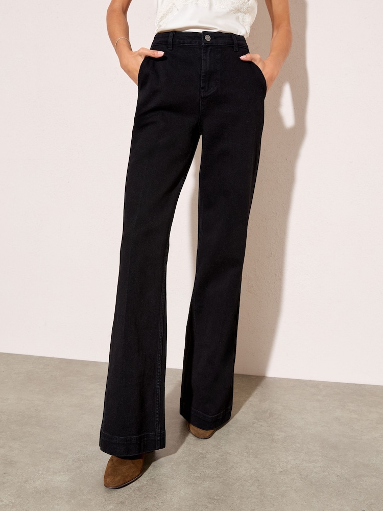 Friends Like These Washed Black Pocket Tailored Wide Leg Jeans - Image 1 of 4