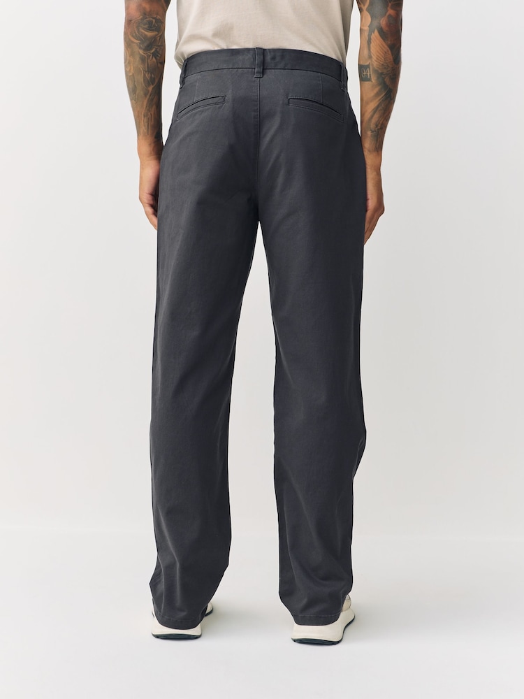 Grey Relaxed Fit Stretch Chinos Trousers - Image 2 of 10 Grey Relaxed Fit Stretch Chinos Trousers - Image 2 of 10