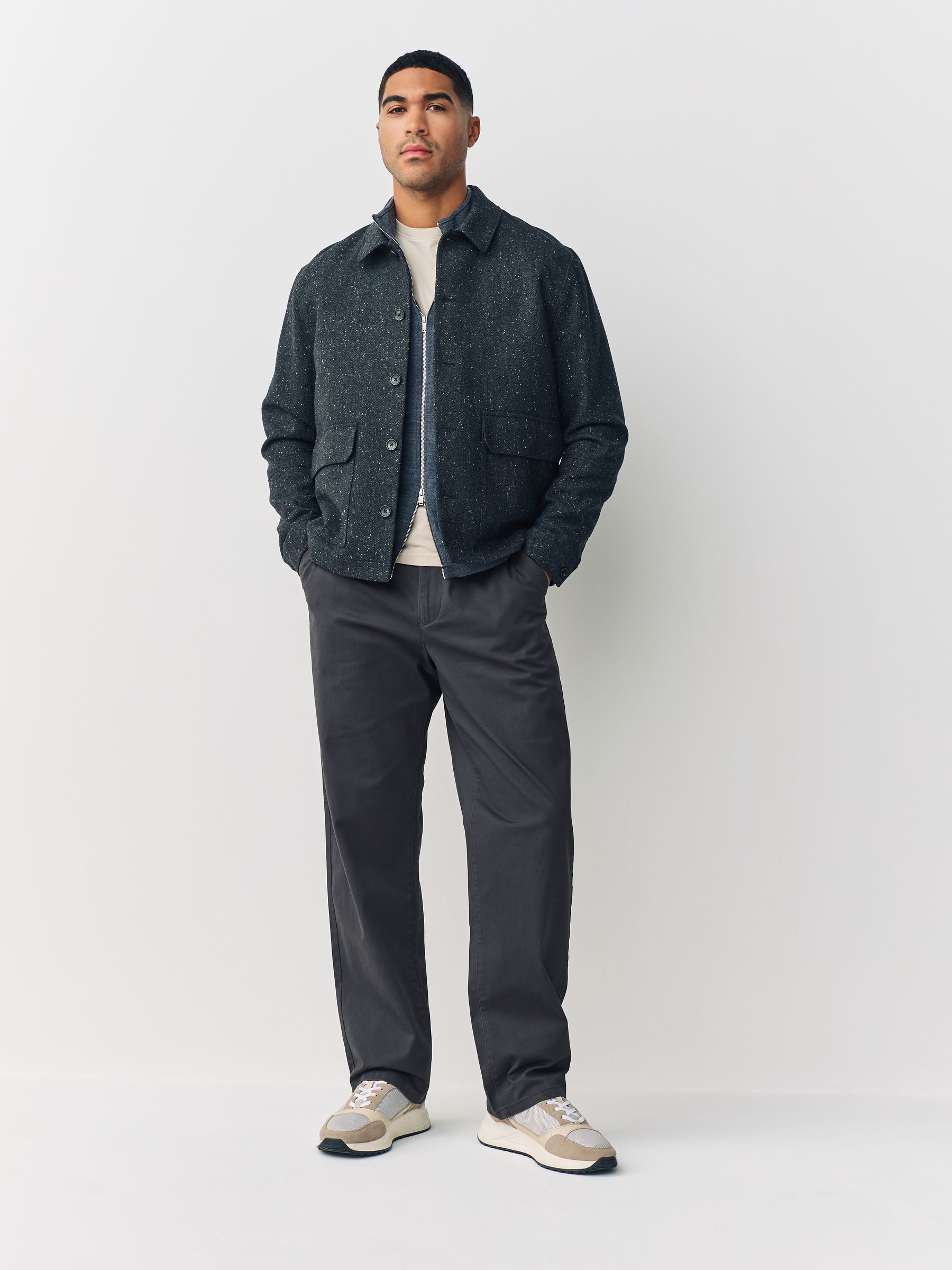 Buy Grey Relaxed Fit Stretch Chinos Trousers from Next Romania