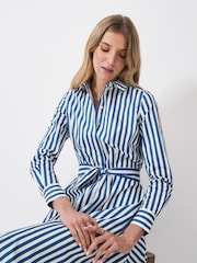 Crew Clothing White Stripe 100% Cotton Shirt Dress - Image 3 of 5