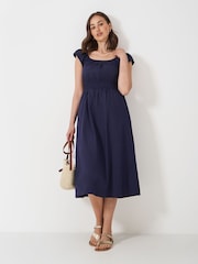 Crew Clothing Blue Maurice 100% Cotton Midi Dress - Image 1 of 5