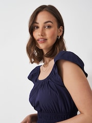 Crew Clothing Blue Maurice 100% Cotton Midi Dress - Image 4 of 5
