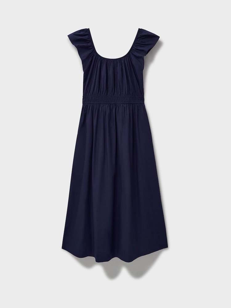 Crew Clothing Blue Maurice 100% Cotton Midi Dress - Image 5 of 5