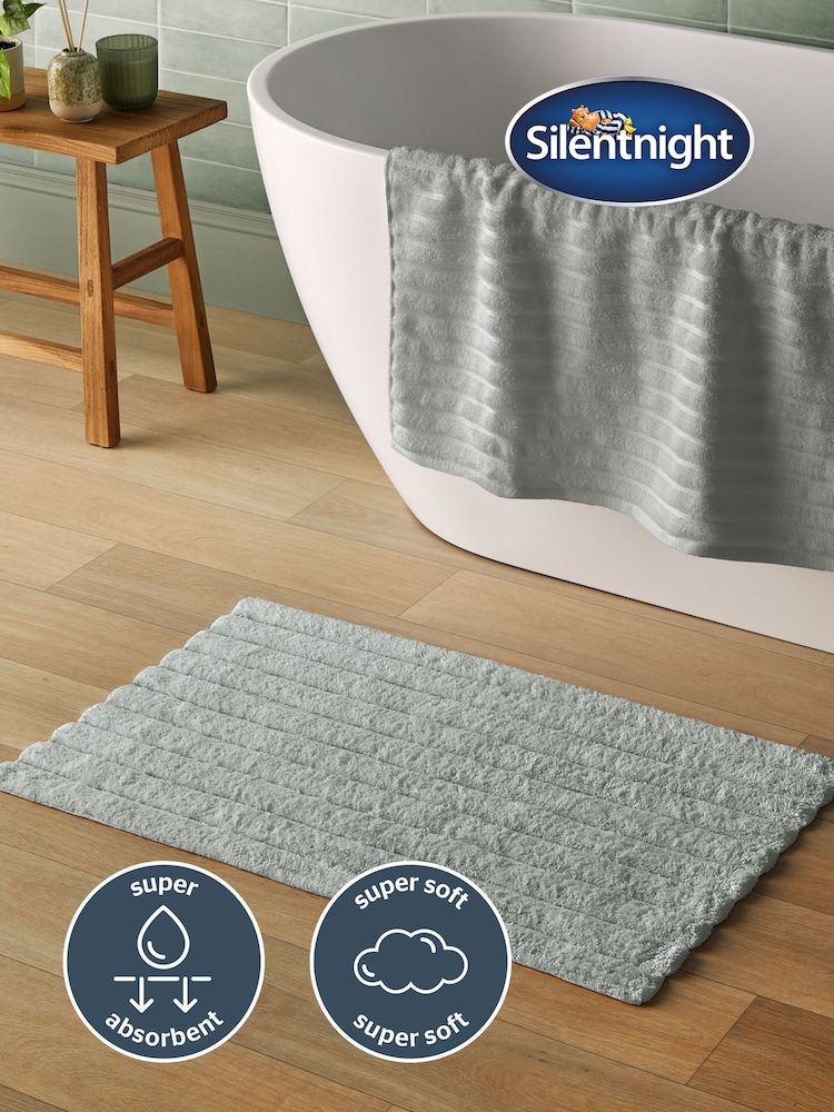 Silentnight Grey Ribbed Cotton Bath Mat - Image 2 of 6