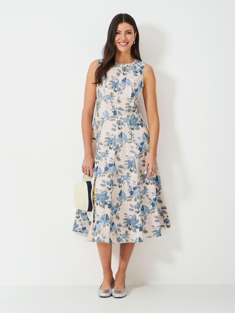 Crew Clothing Pink Panelled Fit And Flare Dress - Image 1 of 5