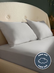 Silentnight Grey 100% Brushed Cotton Fitted Sheet - Image 3 of 6