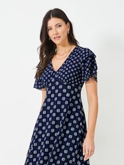 Crew Clothing Blue Flutter Sleeve Dress - Image 2 of 4