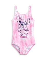 Vanilla Underground Pink Girls Disney Lilo & Stitch Multicoloured Angel Swimming Costume Swimsuit - Image 1 of 6
