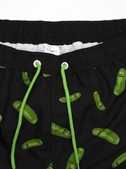 Vanilla Underground Black Mens Rick And Morty Black Swim Shorts - Image 2 of 5