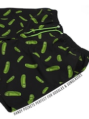 Vanilla Underground Black Mens Rick And Morty Black Swim Shorts - Image 4 of 5