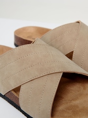 Threadbare Dark Brown Faux Suede Cross Strap Sandals - Image 3 of 4