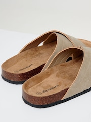 Threadbare Dark Brown Faux Suede Cross Strap Sandals - Image 4 of 4