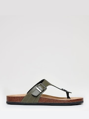 Threadbare Green Faux Leather Toe Post Sandals - Image 1 of 4