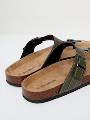 Threadbare Green Faux Leather Toe Post Sandals - Image 3 of 4