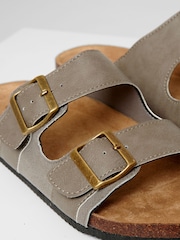 Threadbare Grey Slip-On Two Buckle Strap Sandals - Image 3 of 4
