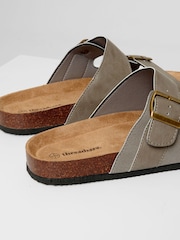Threadbare Grey Slip-On Two Buckle Strap Sandals - Image 4 of 4
