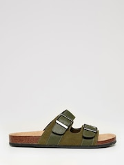 Threadbare Green Slip-On Two Buckle Strap Sandals - Image 1 of 4