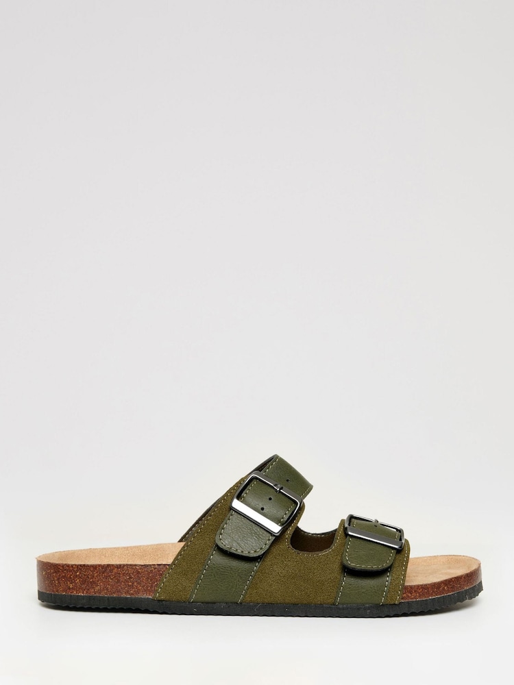 Threadbare Green Slip-On Two Buckle Strap Sandals - Image 1 of 4