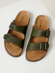 Threadbare Green Slip-On Two Buckle Strap Sandals - Image 2 of 4