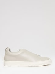 Threadbare Grey Faux Leather Elastic Lace Slip On Trainers - Image 1 of 4