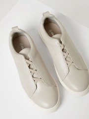 Threadbare Grey Faux Leather Elastic Lace Slip On Trainers - Image 2 of 4