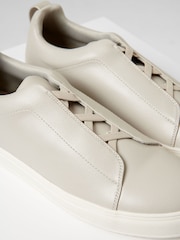Threadbare Grey Faux Leather Elastic Lace Slip On Trainers - Image 3 of 4
