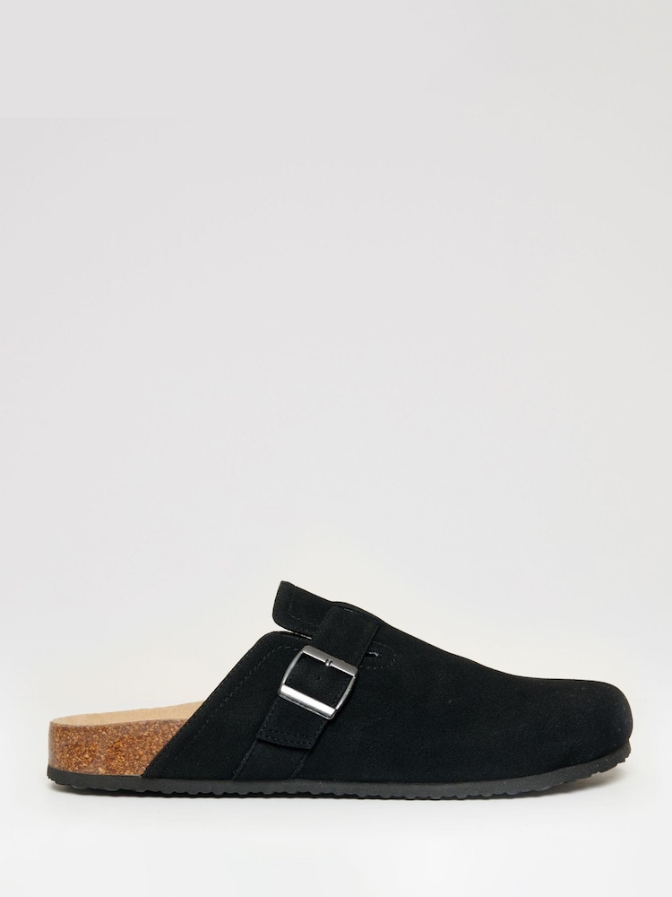 Threadbare Black Faux Suede Mule Sandals - Image 1 of 4