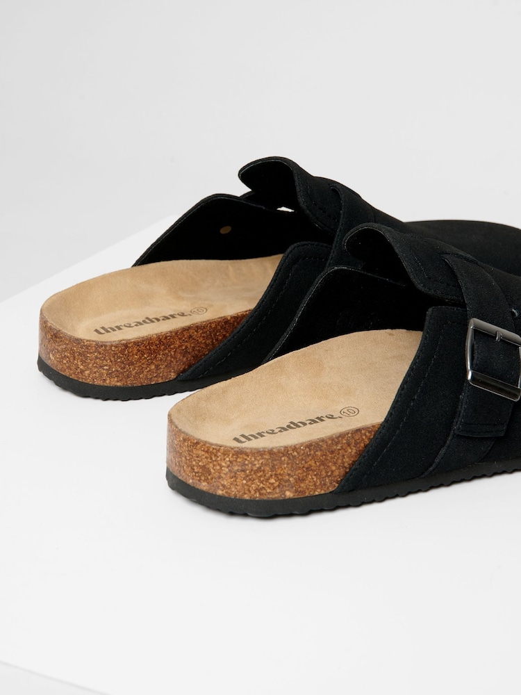 Threadbare Black Faux Suede Mule Sandals - Image 4 of 4