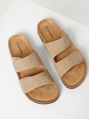 Threadbare Beige Faux Suede Two Strap Sandals - Image 2 of 4