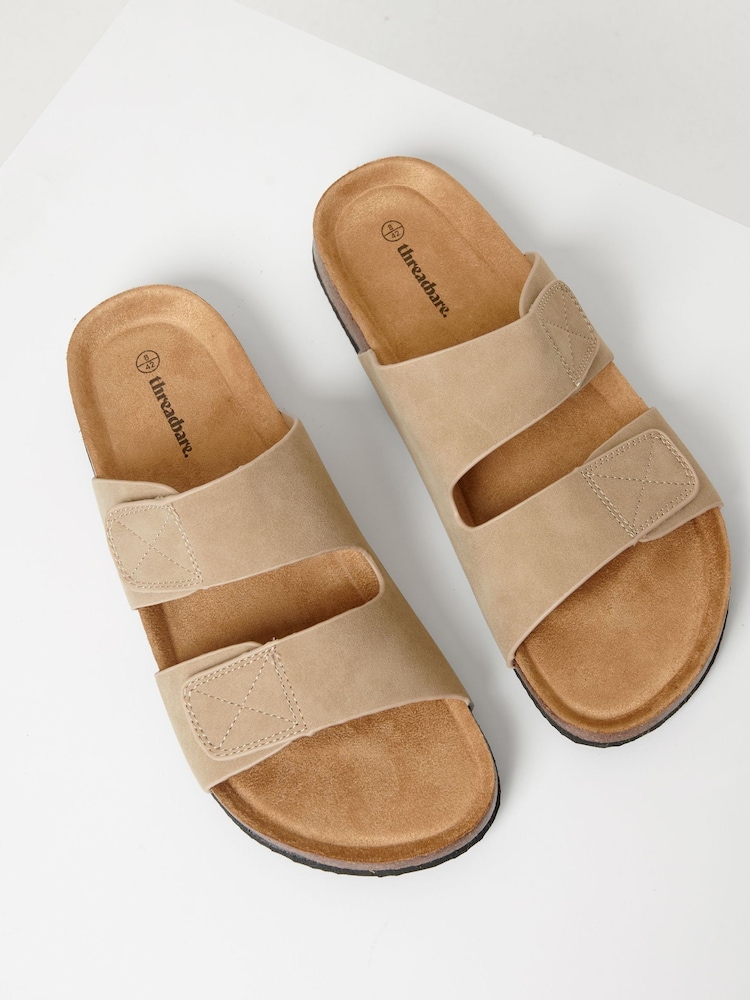 Threadbare Beige Faux Suede Two Strap Sandals - Image 2 of 4