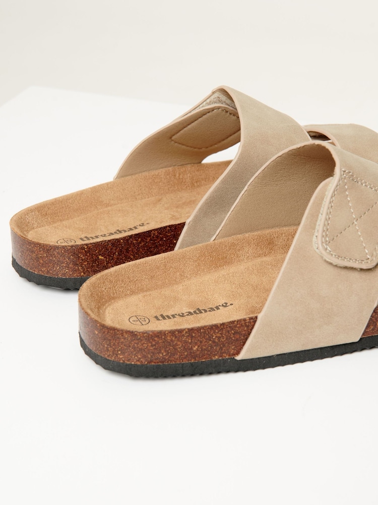 Threadbare Beige Faux Suede Two Strap Sandals - Image 4 of 4
