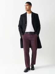 Brown Straight Fit Straight Fit Pleated Stretch Chinos Trousers - Image 4 of 9