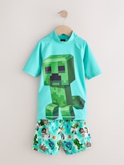 Minecraft Rash Vest and Swim Shorts Set (3-16yrs) - Image 1 of 5