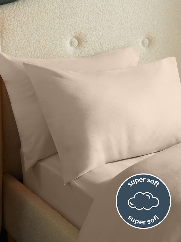 Silentnight Natural 100% Brushed Cotton Pillowcase Pair - Image 1 of 6