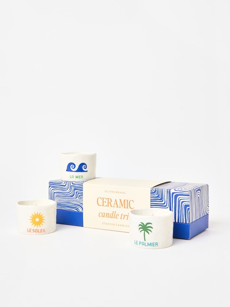 Oliver Bonas Cream Ete Ceramic Candle Trio - Image 2 of 4