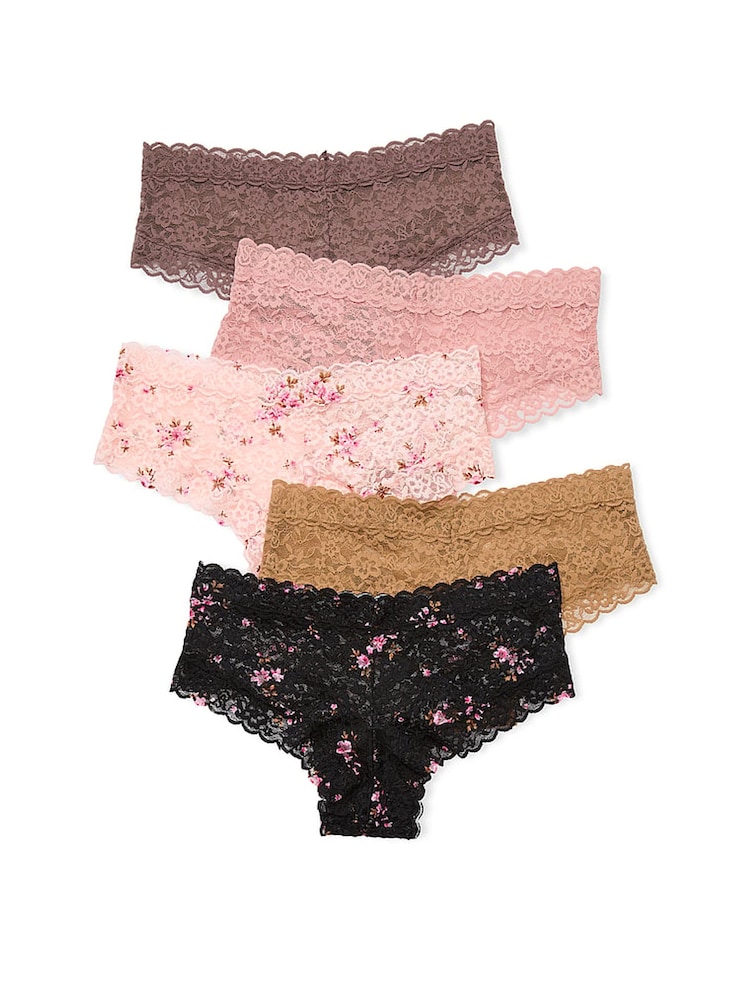Victoria's Secret Pink/Brown/Black/Grey Cheeky 5 Pack Knickers - Image 2 of 2 Victoria's Secret Pink/Brown/Black/Grey Cheeky 5 Pack Knickers - Image 2 of 2