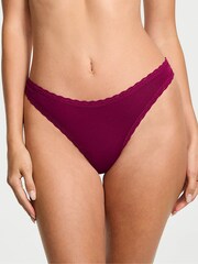 Victoria's Secret Fresh Jam Purple Thong Cotton Lace Waist Knickers - Image 1 of 3