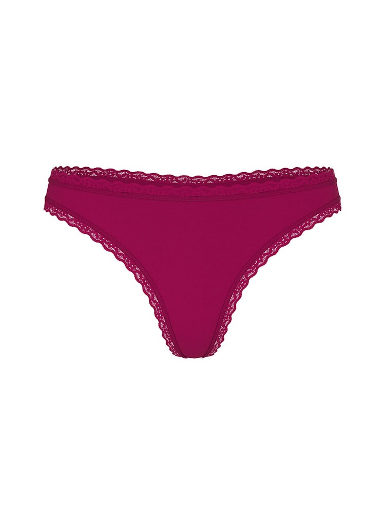 Victoria's Secret Fresh Jam Purple Thong Cotton Lace Waist Knickers - Image 3 of 3